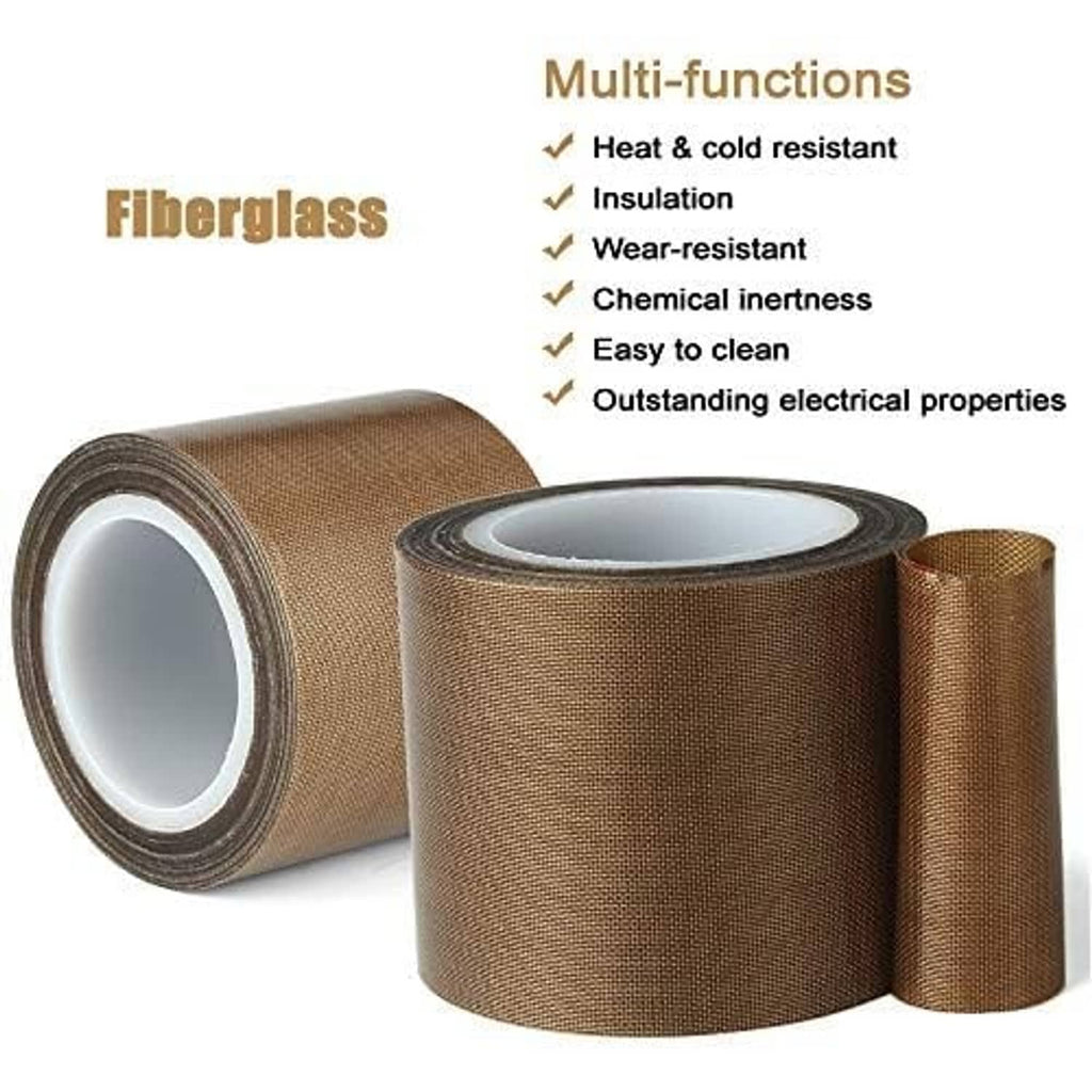 Brown fiberglass vacuum sealer tape roll with white inner liner and smaller roll