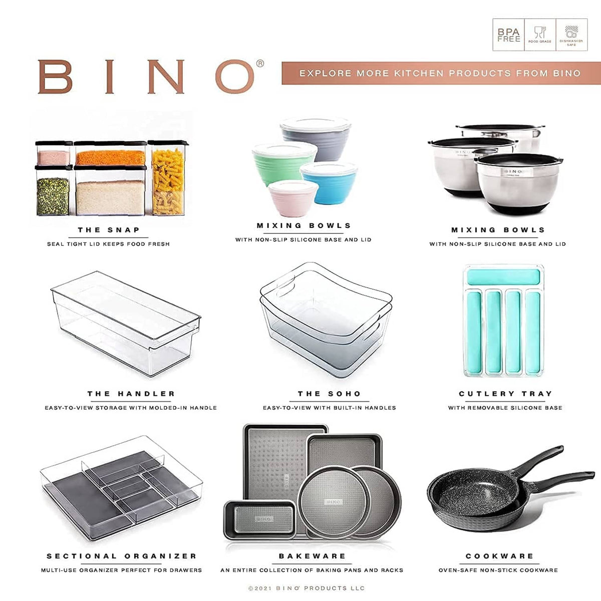 Clear storage bins and organizers lineup, including small bin with handle