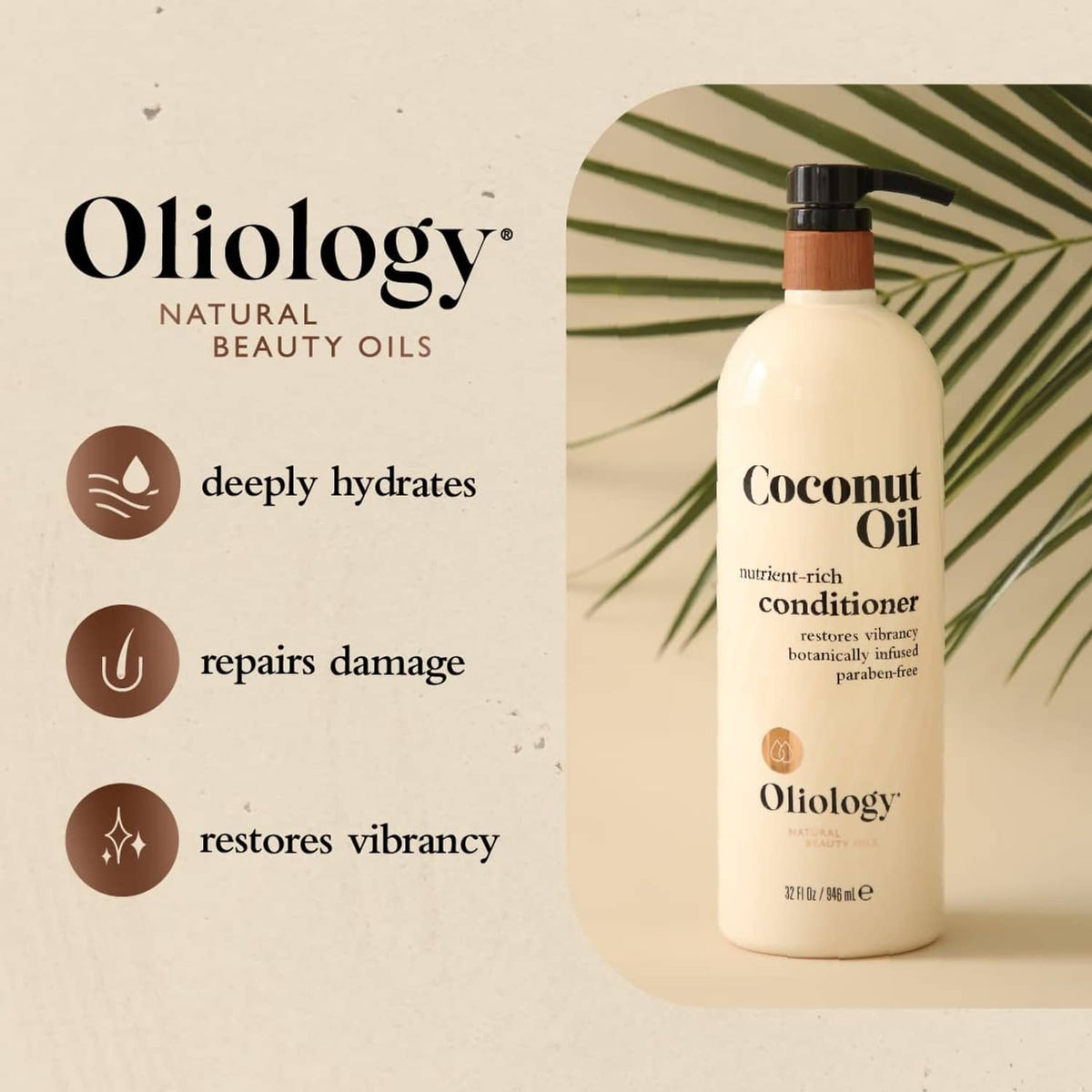 Oliology Coconut Oil conditioner bottle with label for nutrient-rich care