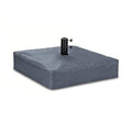 Grey umbrella base cover with central pole opening and secured edging seam detail