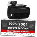 Black exterior passenger door handle with key cylinder opening