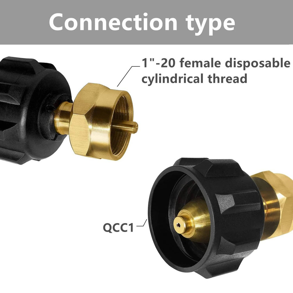 LP refill adapter with black coupler and 1-20 female brass thread fitting