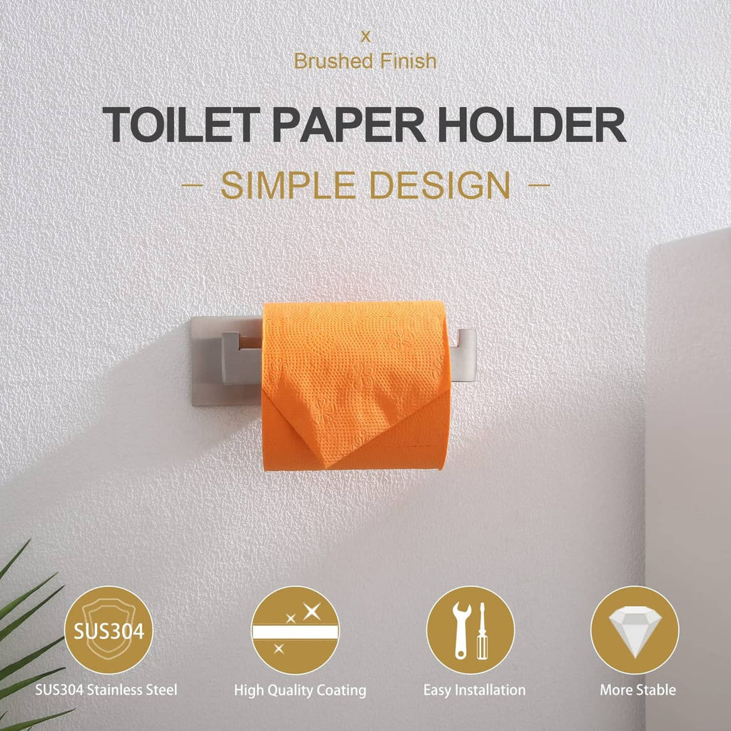 Brushed nickel toilet paper roll holder with simple wall-mounted design
