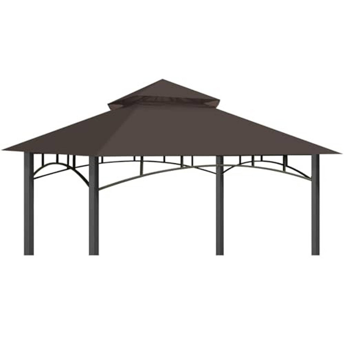 Dark brown replacement canopy top with arched support rails for gazebo