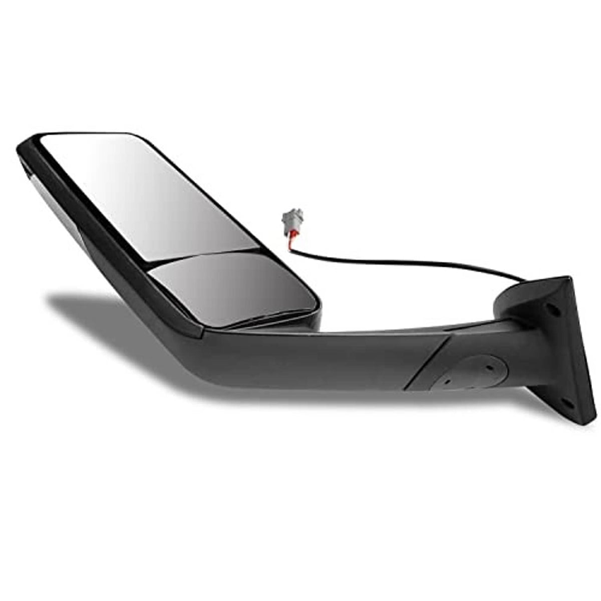 Left side mirror with black plastic housing and silver reflective lens