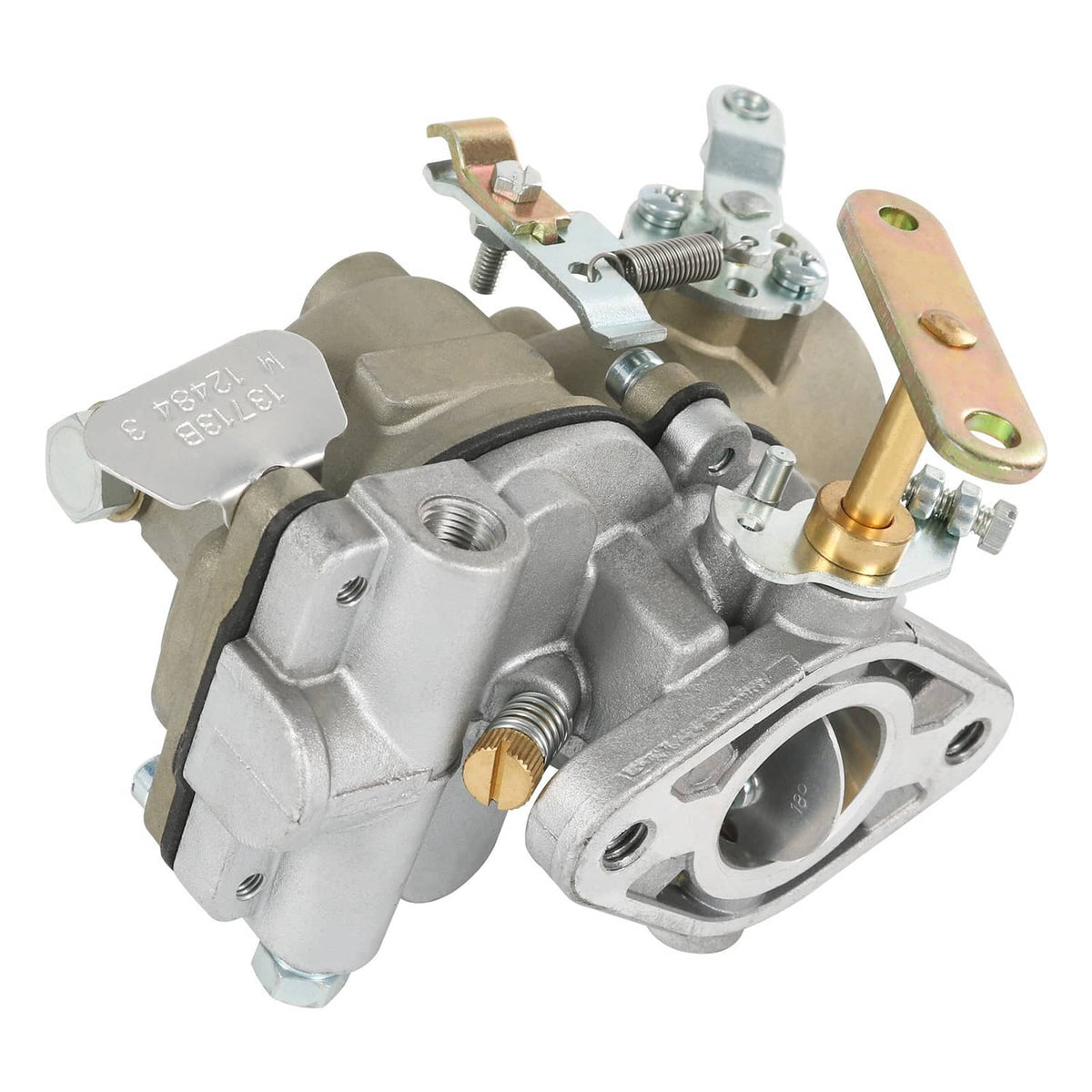 Carburetor assembly with mechanical linkage and intake outlet
