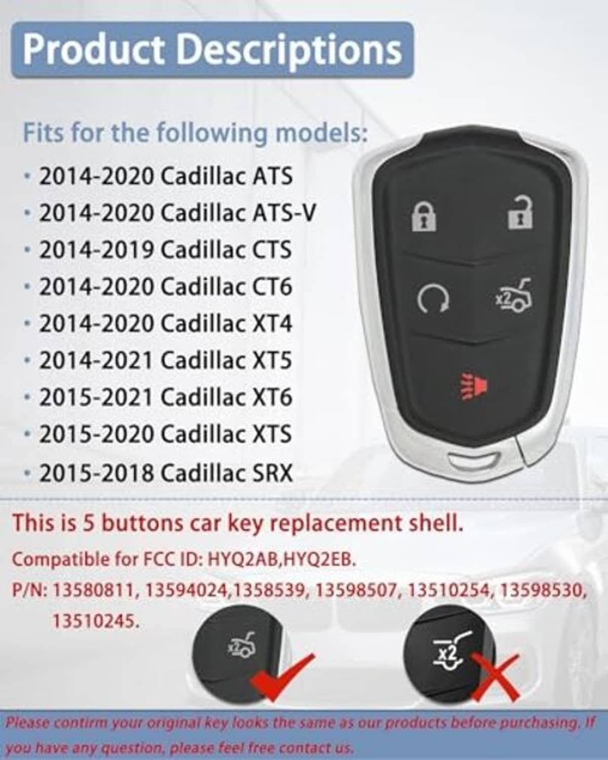 Black key fob cover replacement shell with button icons, shown beside the matching key blade