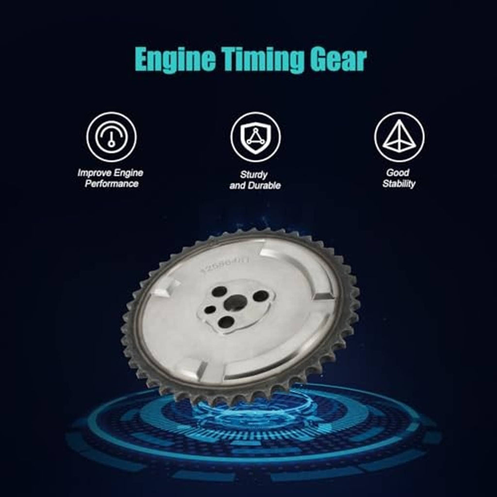 Engine timing gear, silver toothed sprocket with central three-bolt bolt holes