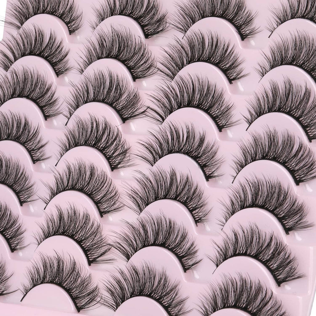 Black faux mink false eyelashes, layered curved lashes