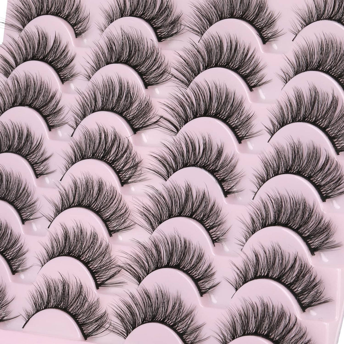 Black faux mink false eyelashes, layered curved lashes