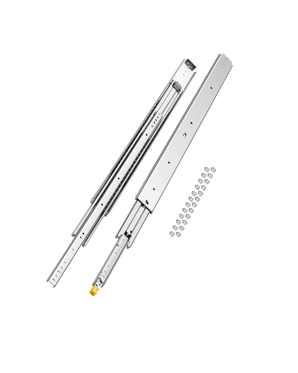 Heavy-duty full-extension drawer slides set with ball bearings and soft-close design