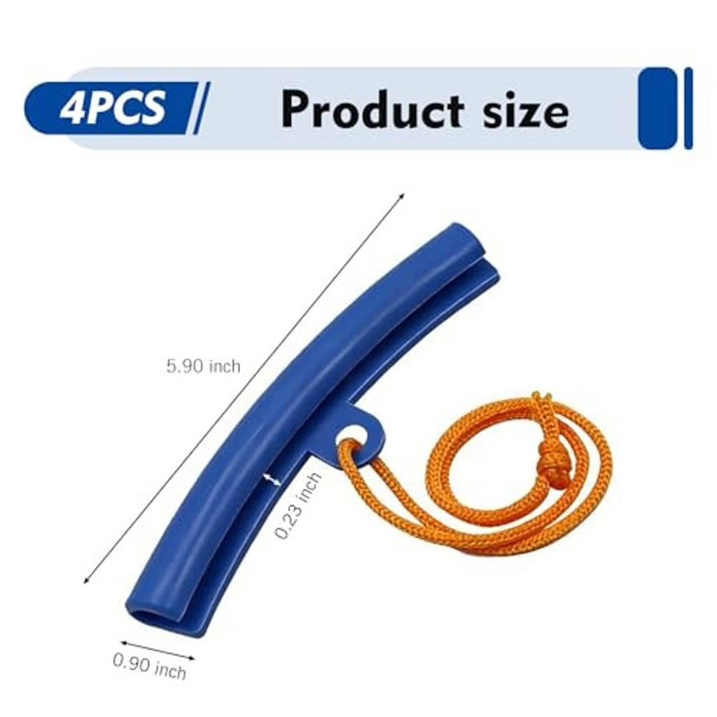 Blue rim protector bar with orange rope loop, four-piece set
