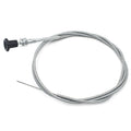 Rotary choke control cable with silver braided conduit and black rubber knob