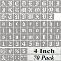 4-inch alphabet letter stencil set, 70-pack grid with uppercase designs