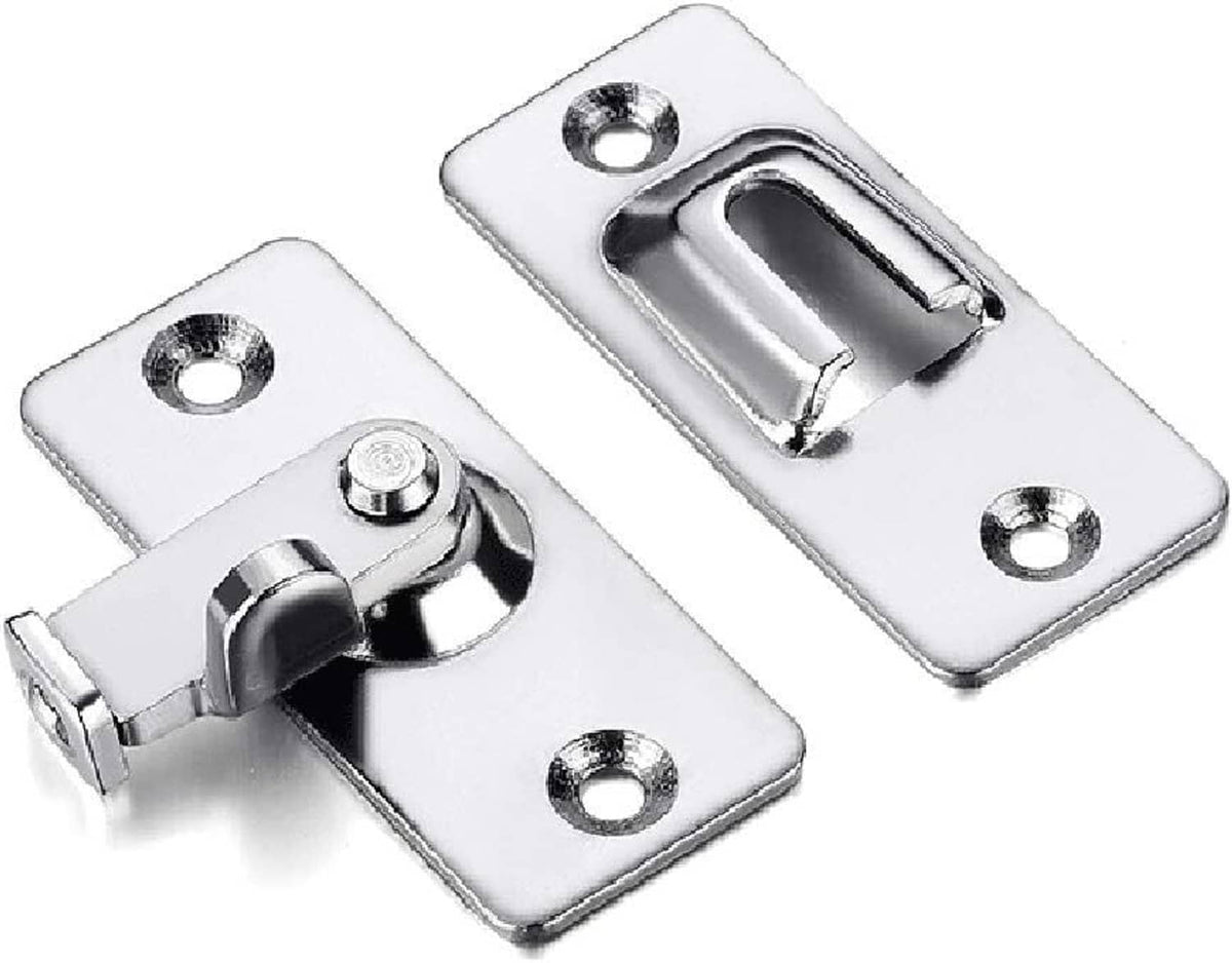 Stainless steel door hasp latch set with lock arm, keeper, and two plates
