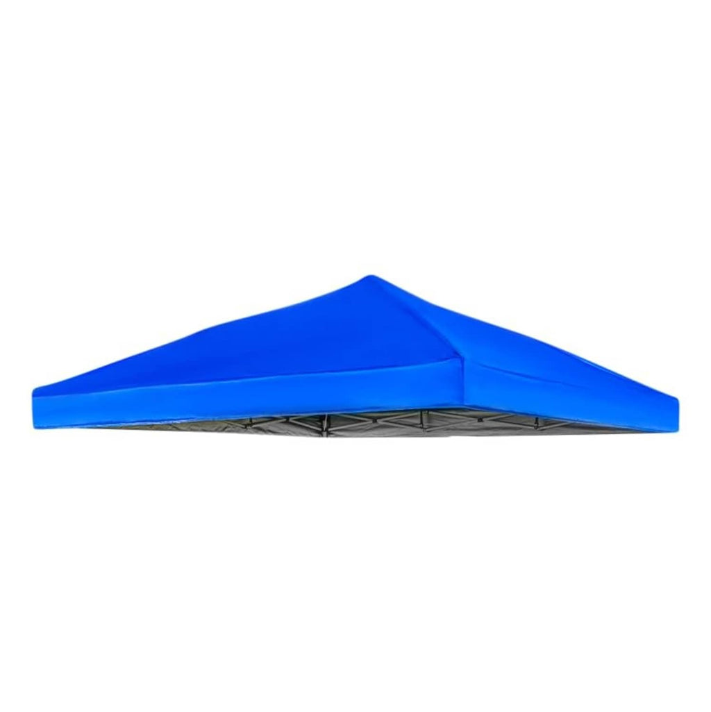 Blue pop up canopy tent roof cover with black support ribs underneath
