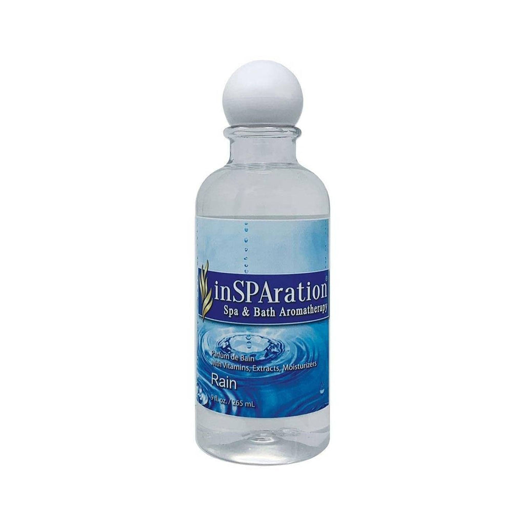 inSPAration spa aromatherapy water treatment bottle, Rain scent, clear blue liquid