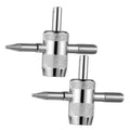 4-way metal tire valve core tool with knurled grip and threaded tips, 2-pack