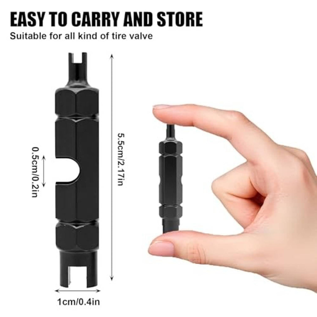 Black Presta valve core removal tool, compact hex design for easy storage (2-pack)