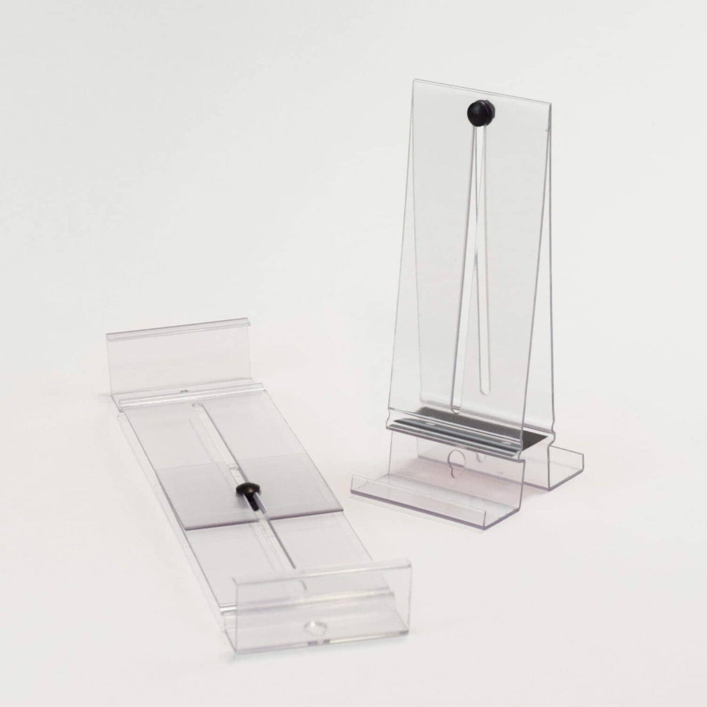 Clear acrylic wall-mount album display bracket with black knob, 2 pack