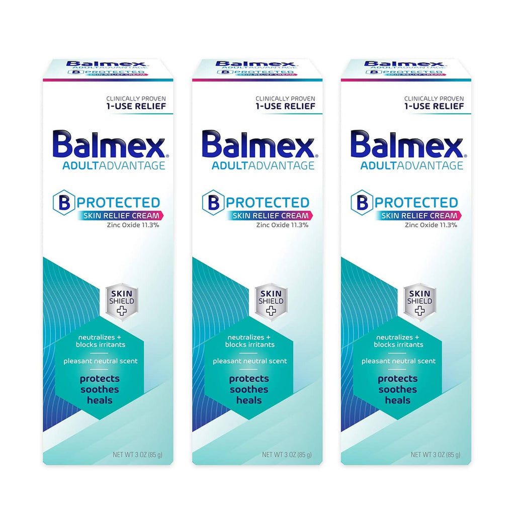 Balmex AdultAdvantage protected skin relief cream, pack of 3, Skin Shield zinc oxide