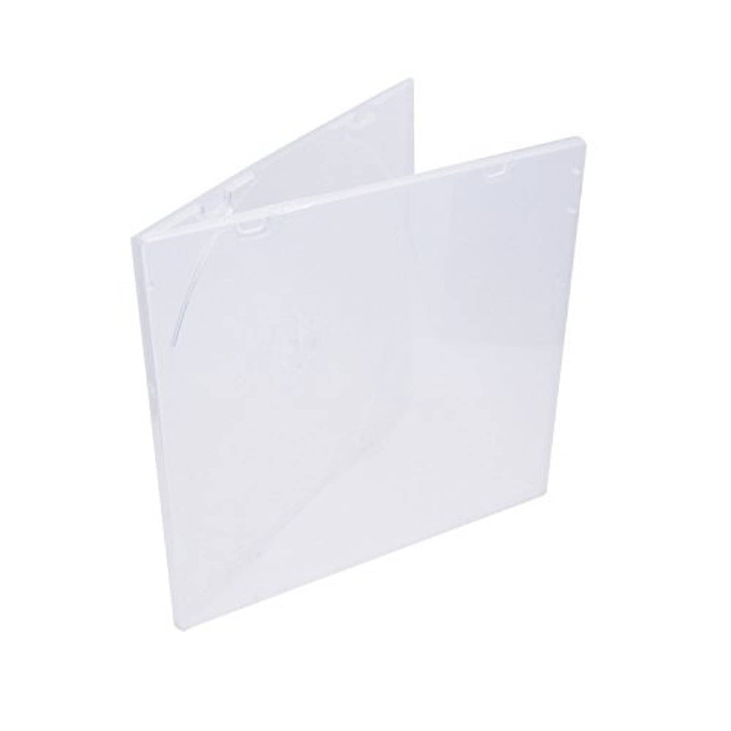 Clear slim single-disc CD case, angled view of hinged sleeve