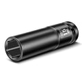 Black 15mm deep 6-point 1/2" drive impact socket on white background