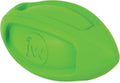 Green squeaky football toy with textured surface and raised logo