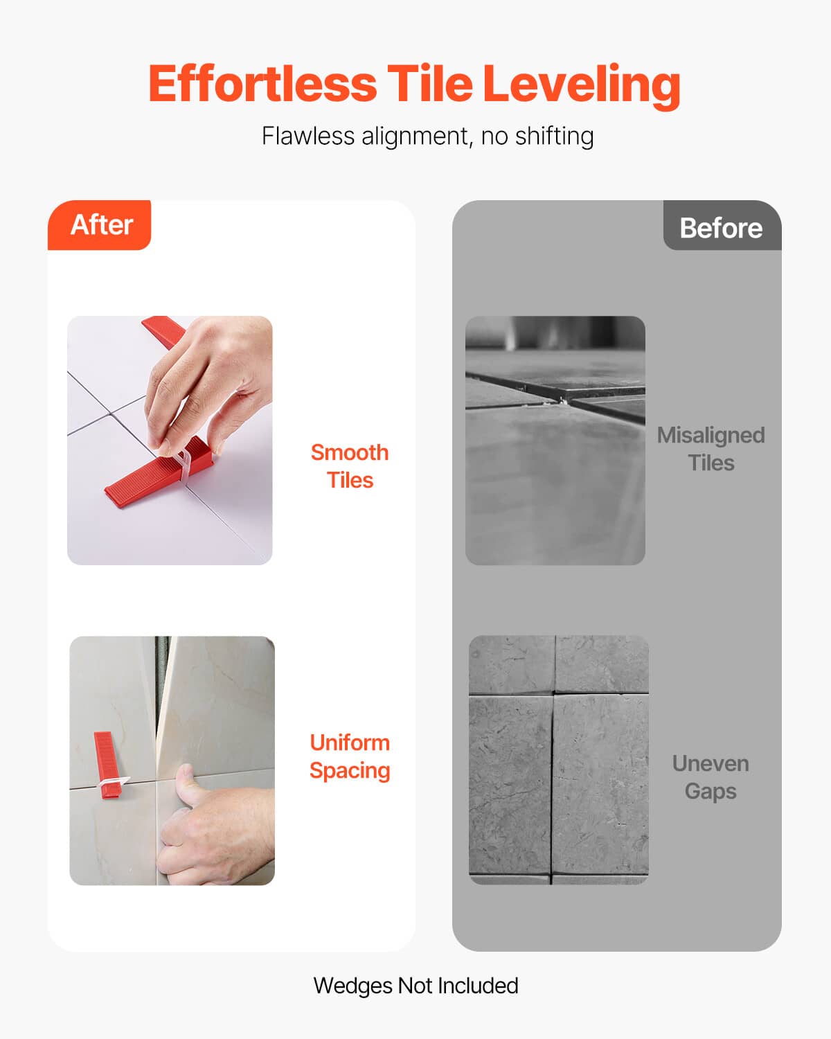 Red tile leveling clips used to align square tiles with even spacing gaps