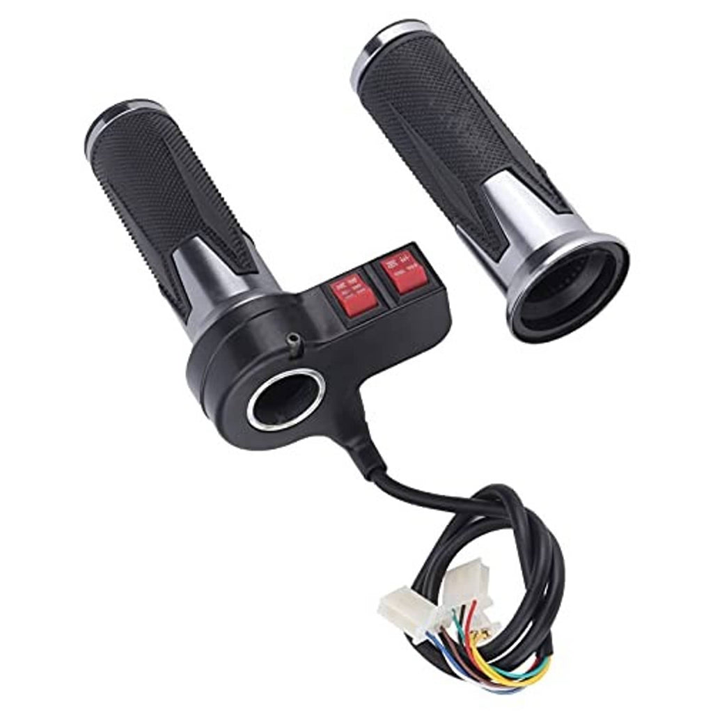 Electric throttle grip handles pair with black textured grips, silver ends, and wiring harness