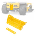 Yellow zero-turn mower hitch kit bracket with mounting holes and hardware