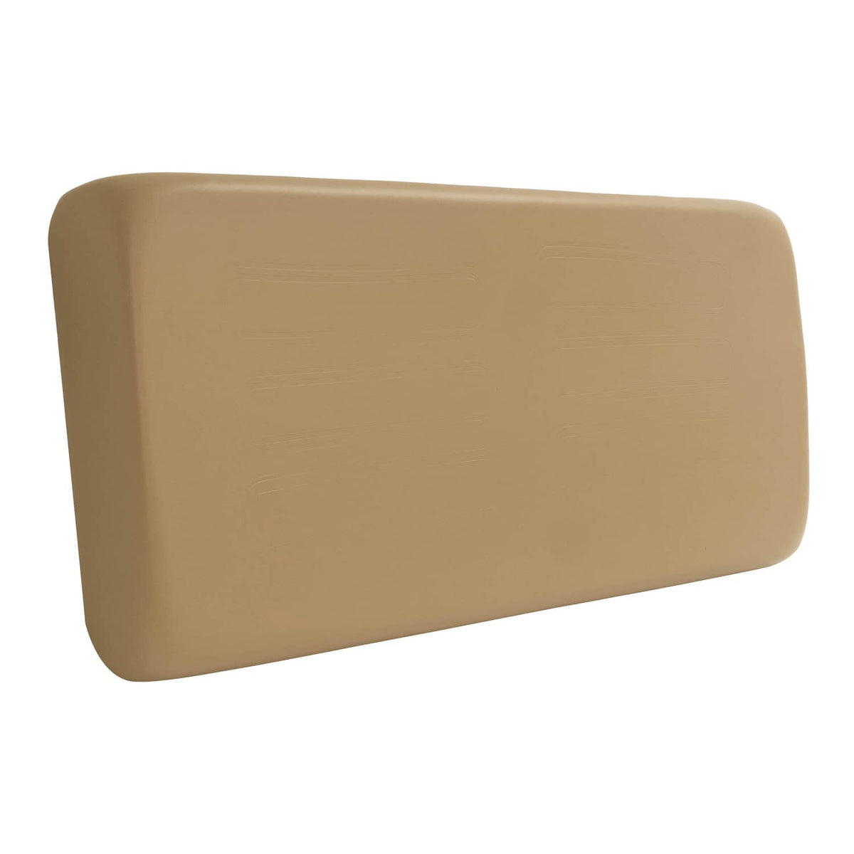 Tan seat bottom cushion with smooth finish and rounded top corners
