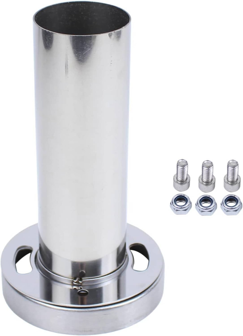 Stainless steel exhaust muffler insert with mounting flange and nuts/bolts