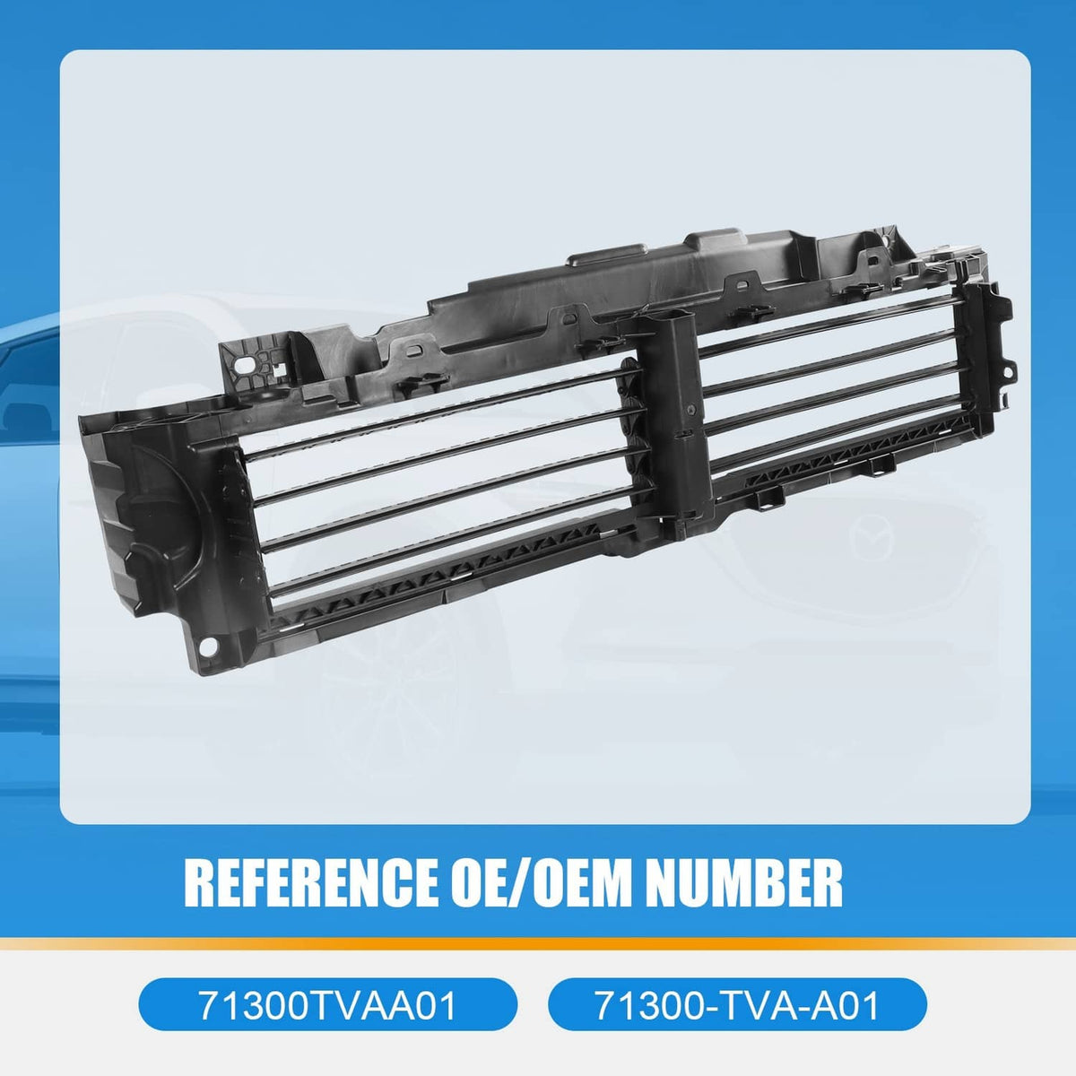 Upper radiator air shutter grille with motor, black front module with horizontal slats