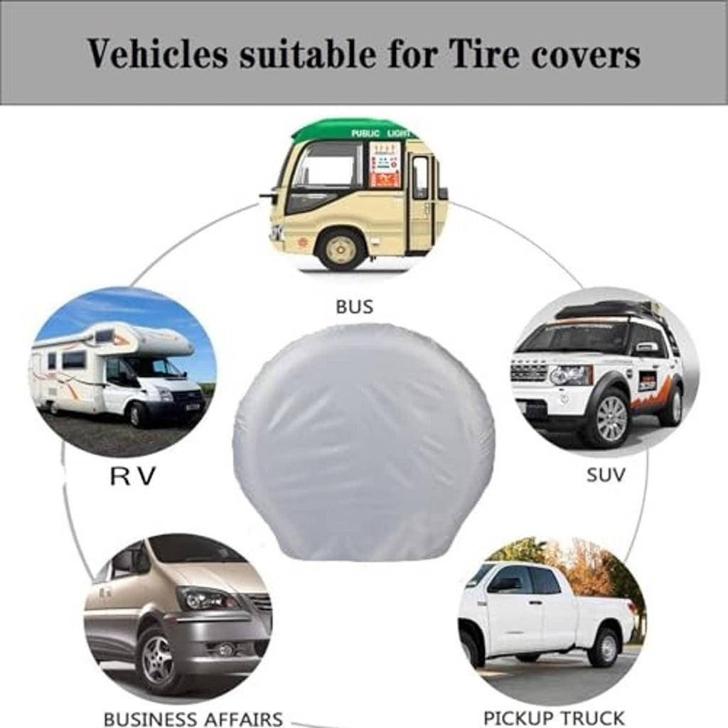 Light gray wheel tire cover, round dome-shaped fabric cover