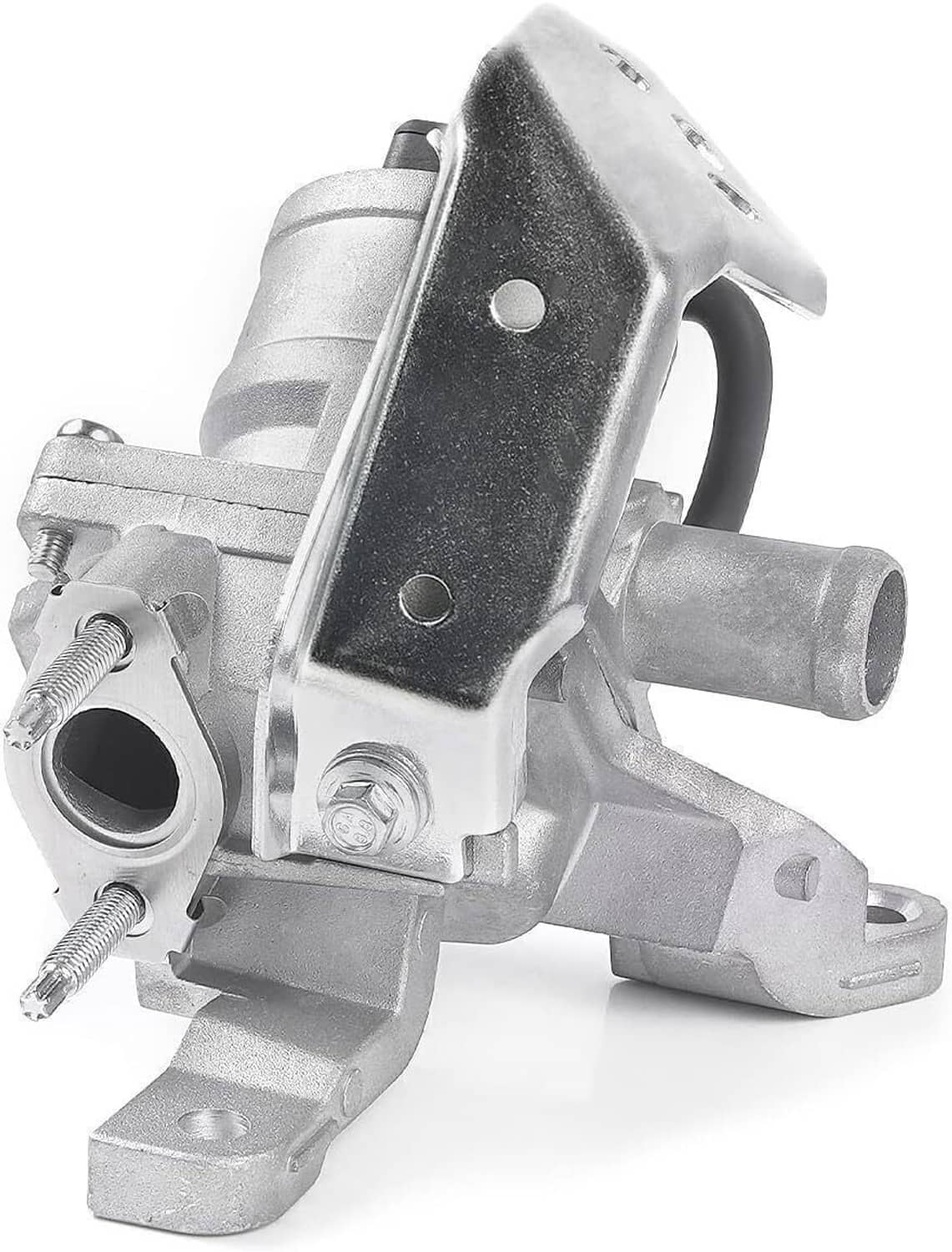 Secondary air injection check valve with black hose routing and silver mounting base