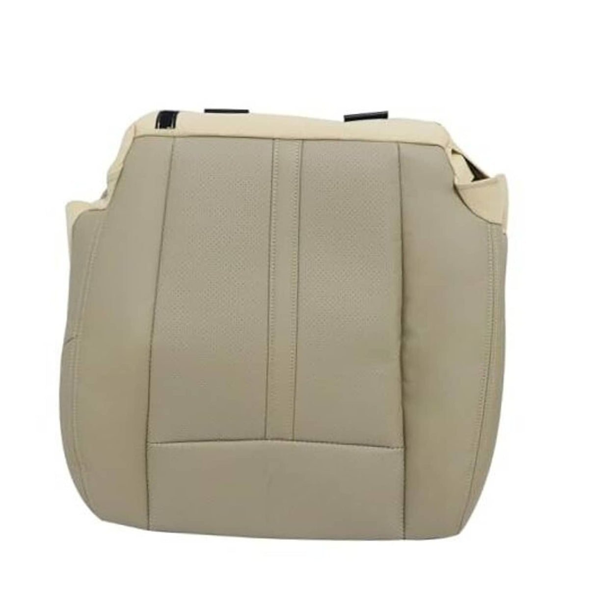 Tan leather front seat bottom replacement cover, driver side, molded panel stitching.