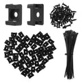Black cable zip tie mounts, screws, and cable ties kit set