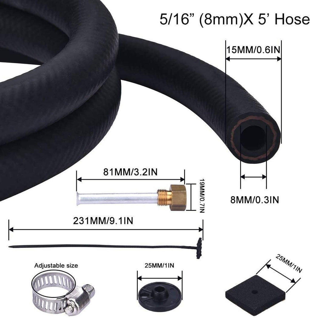 Black rubber oil cooler hose with brass adapter and mounting clamp