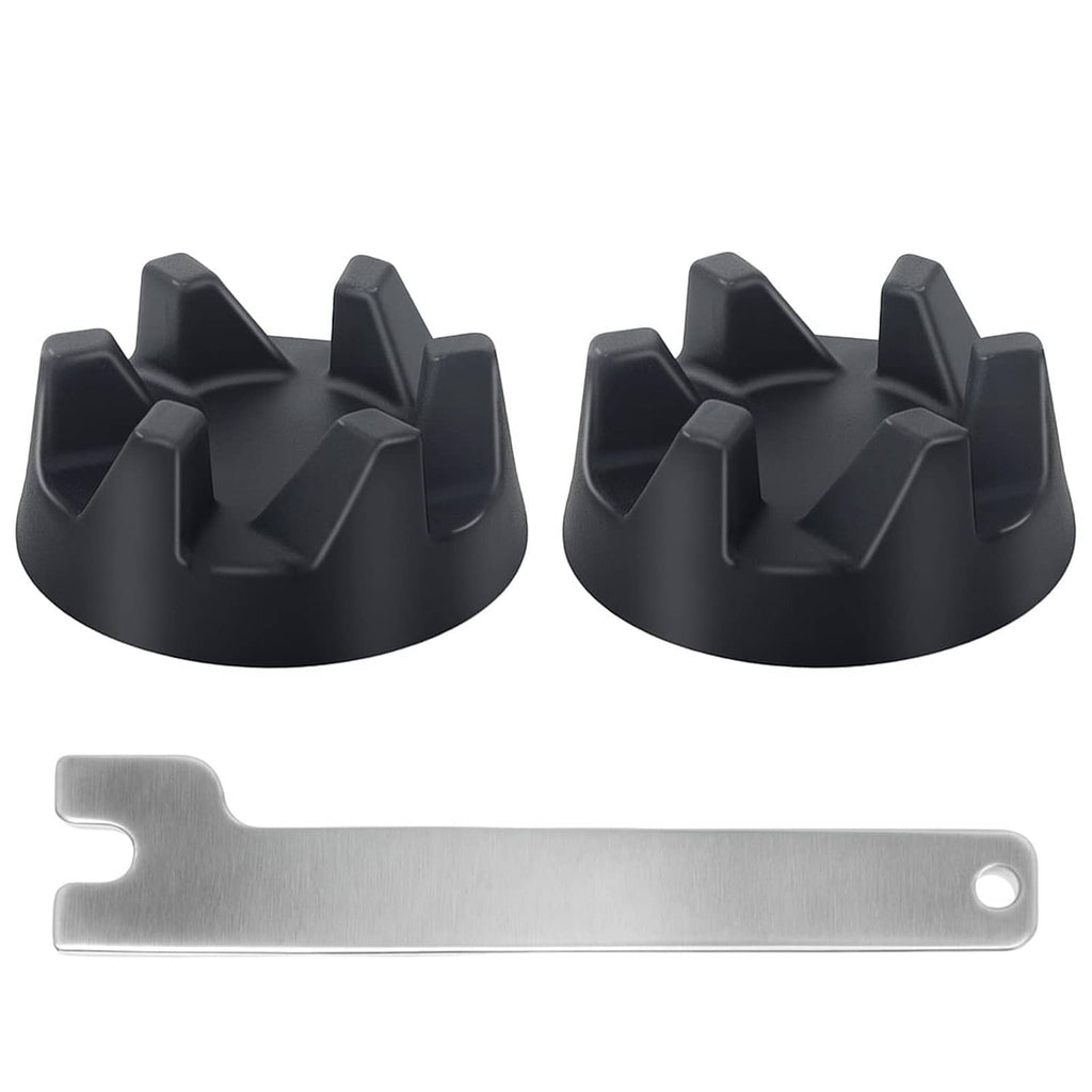 Black rubber blender coupler with molded gear grips, replacement part