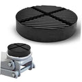 Black rubber cross-groove jack pad with ribbed tread top and centered handle slot