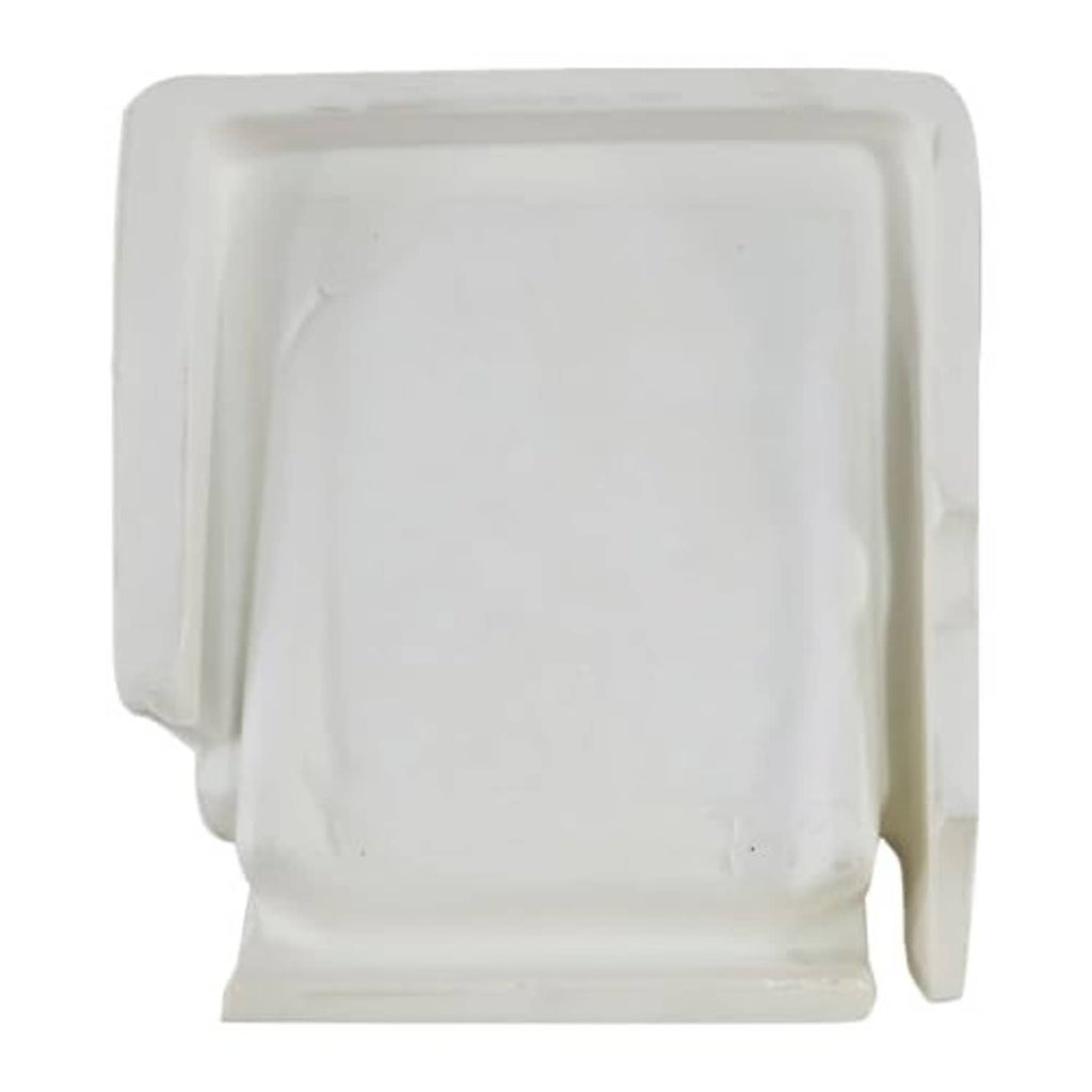 White/cream seat foam pad with rounded back and side release tabs for mounting.
