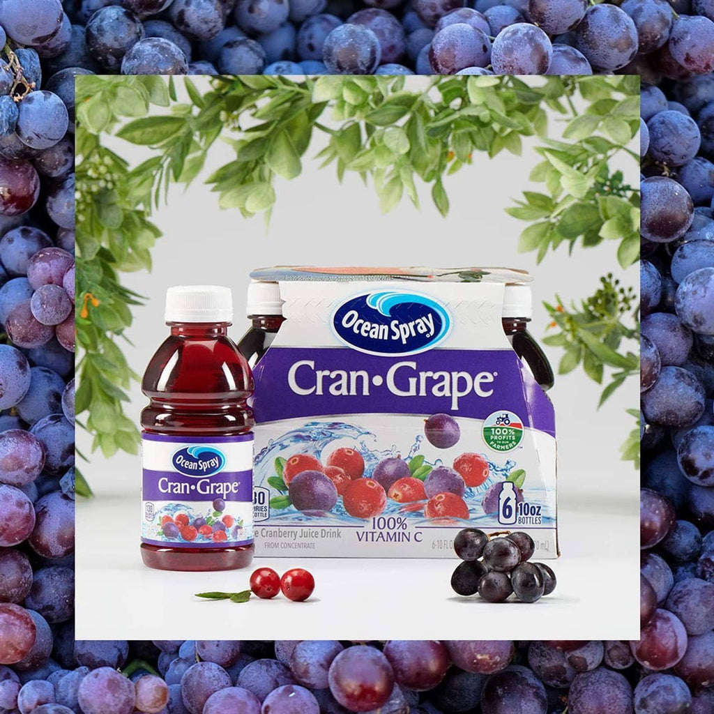 Ocean Spray Cran-Grape juice multipack with bottles and carton, 6x10 oz
