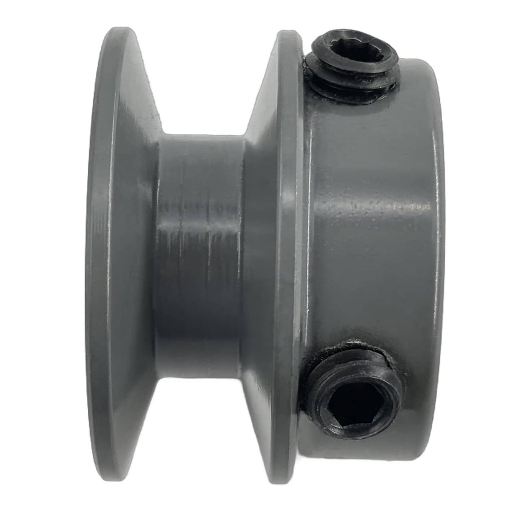 AK15 belt pulley sheave side view showing V-groove and mounting hardware