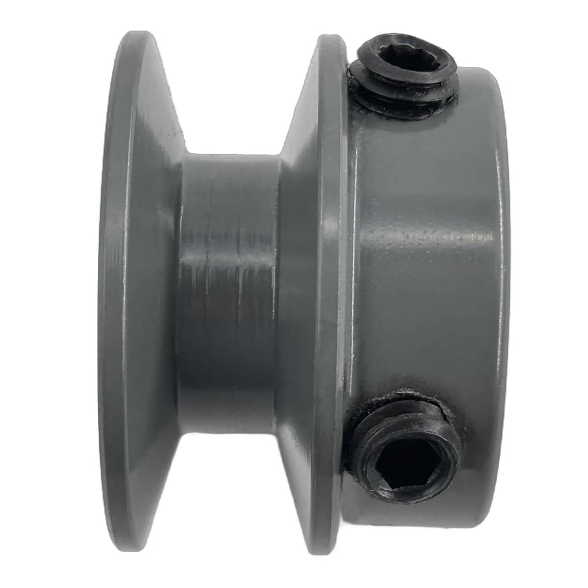 AK15 belt pulley sheave side view showing V-groove and mounting hardware