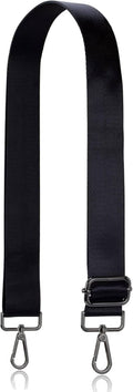 Black wide purse strap replacement with adjustable buckle and silver lobster clasps