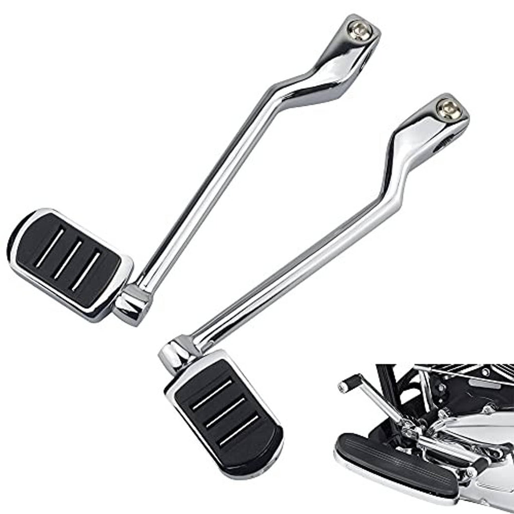 Pair of chrome heel-toe shift levers with black rubber foot pads