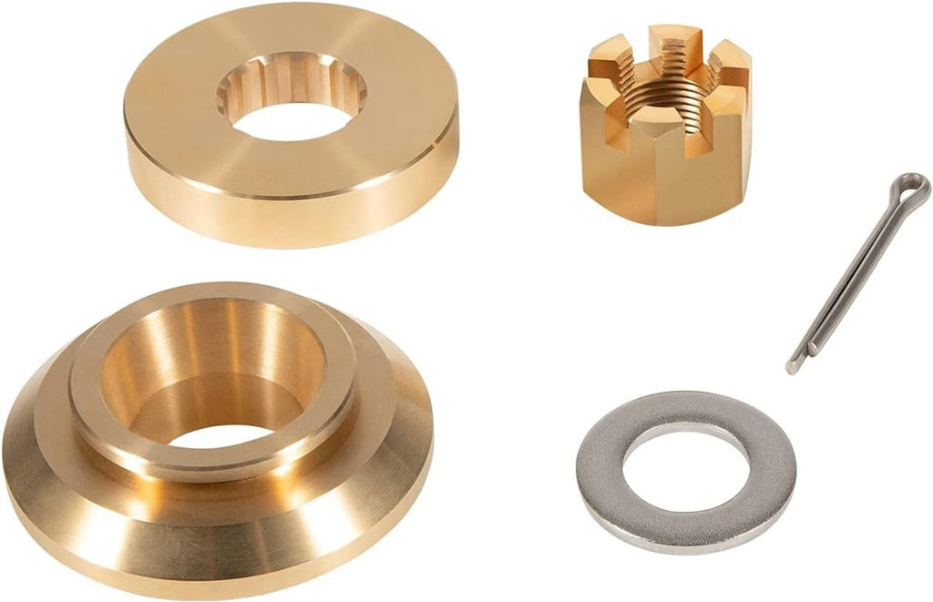 Outboard propeller installation hardware kit: gold washer, spacer, nut, cotter pin, ring
