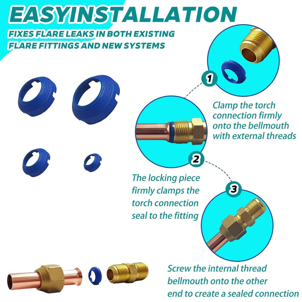 Blue flare seal rings with brass SAE flare fitting connection parts