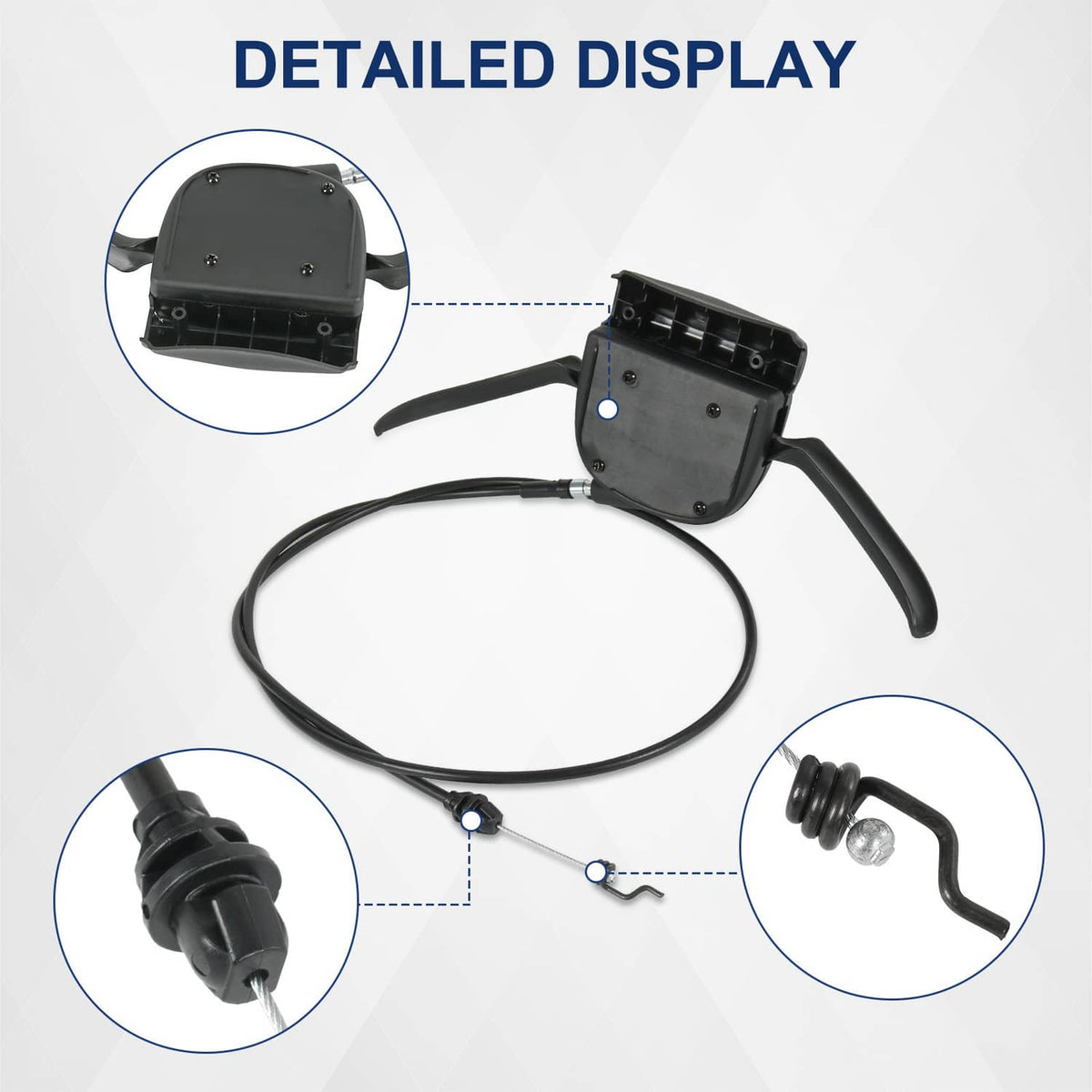 Black drive control cable with switch housing and cord, showing detailed connector points
